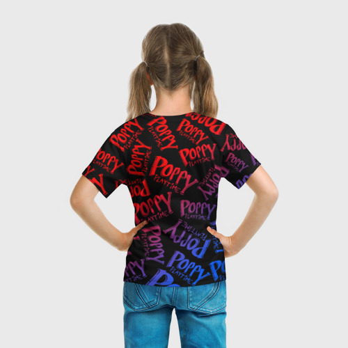 Детская футболка 3D Poppy Playtime logo neon, Хаги Ваги, цвет 3D печать - фото 6