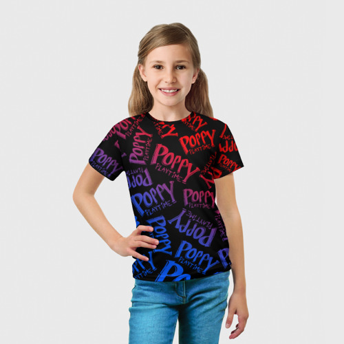 Детская футболка 3D Poppy Playtime logo neon, Хаги Ваги, цвет 3D печать - фото 5
