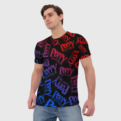Мужская футболка 3D Poppy Playtime logo neon, Хаги Ваги - фото 2