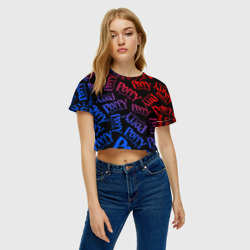 Женская футболка Crop-top 3D Poppy Playtime logo neon, Хаги Ваги - фото 2