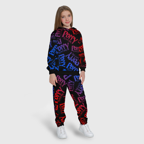 Детский костюм с толстовкой 3D Poppy Playtime logo neon, Хаги Ваги, цвет черный - фото 5