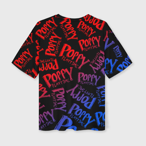 Женская футболка oversize 3D Poppy Playtime logo neon, Хаги Ваги, цвет 3D печать - фото 2