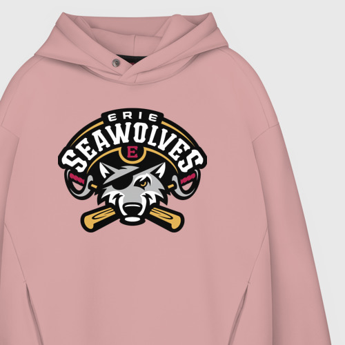 Мужское худи Oversize хлопок Sea Wolves - baseball team, цвет пыльно-розовый - фото 4