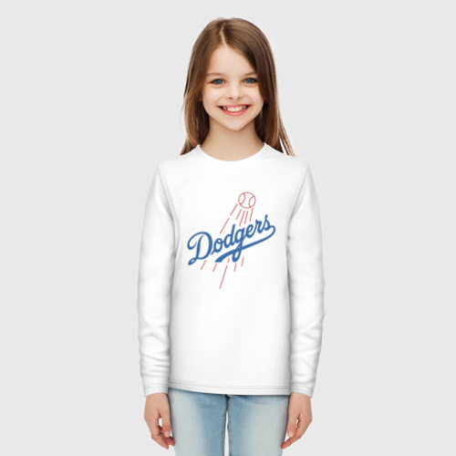 Детский лонгслив хлопок Los Angeles Dodgers - baseball - emblem, цвет белый - фото 5