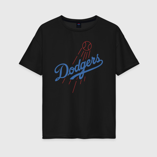 Женская футболка хлопок Oversize Los Angeles Dodgers - baseball - emblem, цвет черный