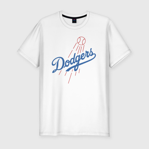 Мужская футболка хлопок Slim Los Angeles Dodgers - baseball - emblem, цвет белый