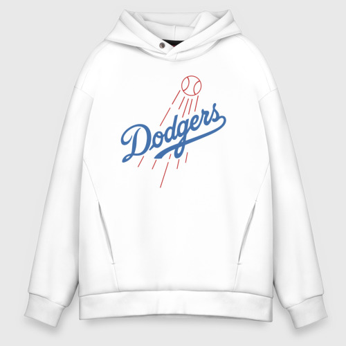 Мужское худи Oversize хлопок Los Angeles Dodgers - baseball - emblem, цвет белый