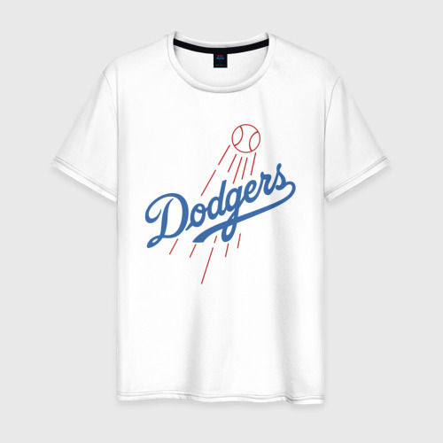 Мужская футболка из хлопка с принтом Los Angeles Dodgers - baseball - emblem, вид спереди №1