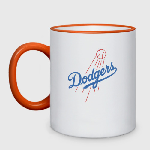Кружка двухцветная Los Angeles Dodgers - baseball - emblem, цвет Кант оранжевый