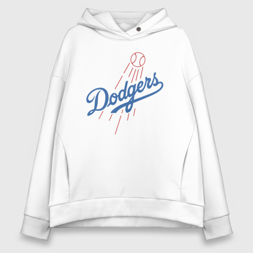 Женское худи Oversize хлопок Los Angeles Dodgers - baseball - emblem, цвет белый