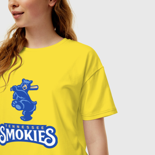 Женская футболка хлопок Oversize Tennessee smokies - baseball team, цвет желтый - фото 3