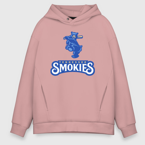 Мужское худи Oversize хлопок Tennessee smokies - baseball team, цвет пыльно-розовый