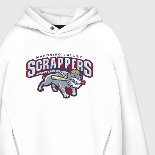 Мужское худи Oversize хлопок Mahoning valley scrappers - baseball team, цвет белый - фото 4