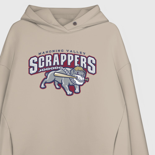 Женское худи Oversize хлопок Mahoning valley scrappers - baseball team, цвет миндальный - фото 3