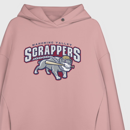 Женское худи Oversize хлопок Mahoning valley scrappers - baseball team, цвет пыльно-розовый - фото 3