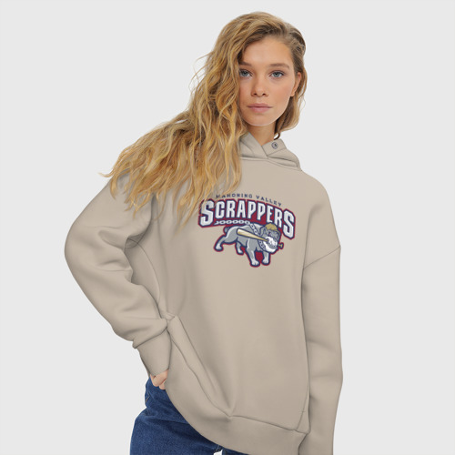 Женское худи Oversize хлопок Mahoning valley scrappers - baseball team, цвет миндальный - фото 4