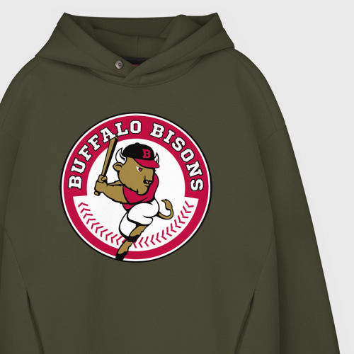 Мужское худи Oversize хлопок Buffalo bisons - baseball team, цвет хаки - фото 4