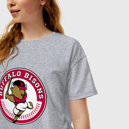 Женская футболка хлопок Oversize Buffalo bisons - baseball team, цвет меланж - фото 3