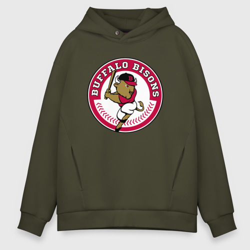 Мужское худи Oversize хлопок Buffalo bisons - baseball team, цвет хаки