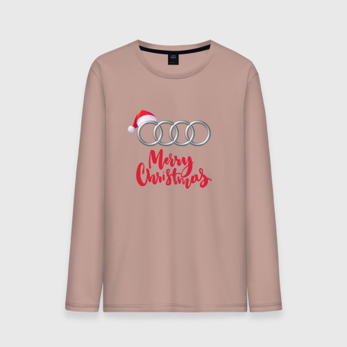 Мужской лонгслив хлопок Audi merry christmas, цвет пыльно-розовый