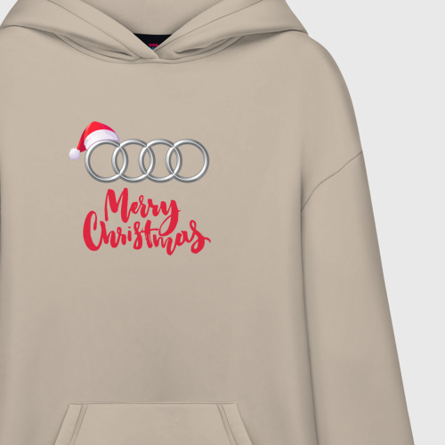 Худи SuperOversize хлопок Audi merry christmas, цвет миндальный - фото 3