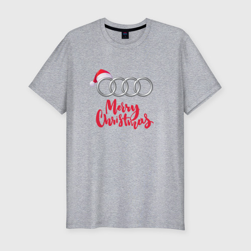 Мужская футболка хлопок Slim Audi merry christmas, цвет меланж