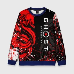 Детский свитшот 3D Ghost of Tsushima призрак Цусимы на спине