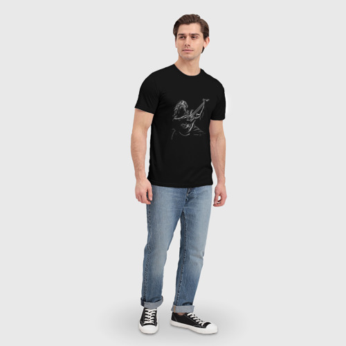 Мужская футболка 3D с принтом Гитарист солирующий, вид сбоку #3
