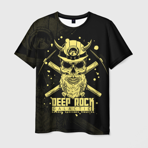 Мужская футболка с принтом Deep Rock Galactic Danger Darkness Dwarves, вид спереди №1