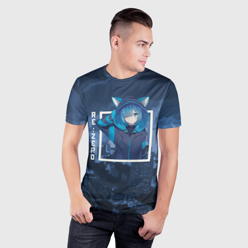 Мужская футболка 3D Slim Рем с ушками, Re: Zero. Жизнь с нуля в альтернативном мире, цвет 3D печать - фото 3