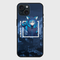 Чехол силиконовый для Apple iPhone 15 матовый Рем с ушками, Re: Zero. Жизнь с нуля в альтернативном мире