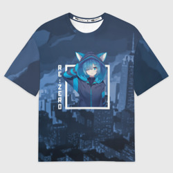 Женская футболка oversize 3D Рем с ушками, Re: Zero. Жизнь с нуля в альтернативном мире
