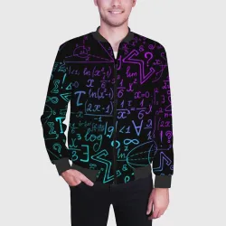 Мужской бомбер 3D Неоновые формулы neon formulas - фото 2