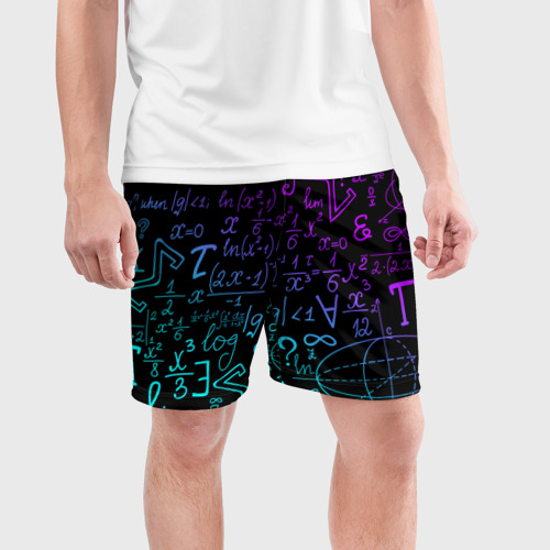 Мужские шорты спортивные Неоновые формулы neon formulas, цвет 3D печать - фото 3