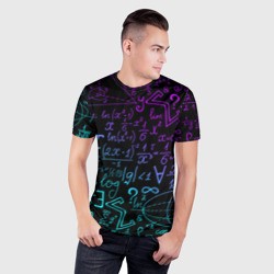 Мужская футболка 3D Slim Неоновые формулы neon formulas - фото 2