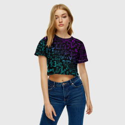 Женская футболка Crop-top 3D Неоновые формулы neon formulas - фото 2