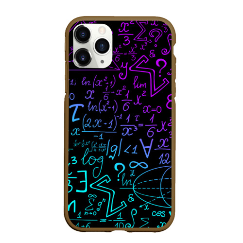 Чехол для iPhone 11 Pro Max матовый Неоновые формулы neon formulas, цвет коричневый