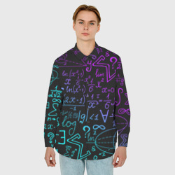 Мужская рубашка oversize 3D Неоновые формулы neon formulas - фото 2