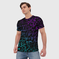 Мужская футболка 3D Неоновые формулы neon formulas - фото 2