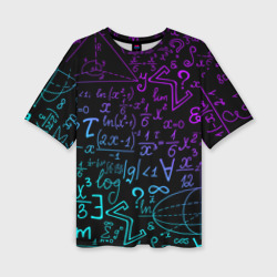 Женская футболка oversize 3D Неоновые формулы neon formulas