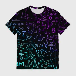 Мужская футболка 3D Неоновые формулы neon formulas