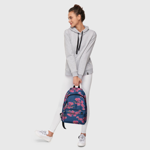 Рюкзак 3D Веточки айвы с розовыми цветами на синем фоне - фото 7