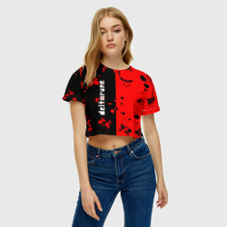 Женская футболка Crop-top 3D Deltarune black & red - фото 2