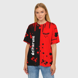 Женская футболка oversize 3D Deltarune black & red - фото 2