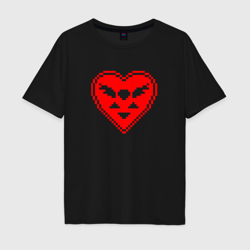 Мужская футболка хлопок Oversize Deltarune красное сердце, цвет черный