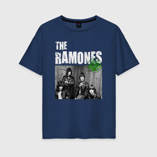 Женская футболка хлопок Oversize The Ramones | Рамоунз, цвет темно-синий