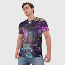 Мужская футболка 3D Городской Киберпанк - фото 2