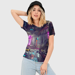 Женская футболка 3D Slim Городской Киберпанк - фото 2
