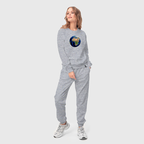 Женский костюм хлопок Планета солнечной системы земля, цвет меланж - фото 3