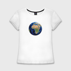Женская футболка хлопок Slim Планета солнечной системы земля